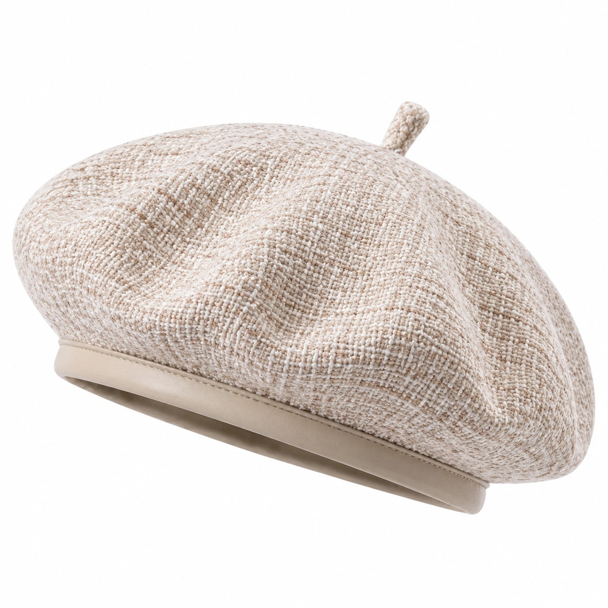Béret taille unique en textile bouclé beige style décontracté ajustable