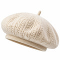 Béret taille unique en maille beige style tricoté