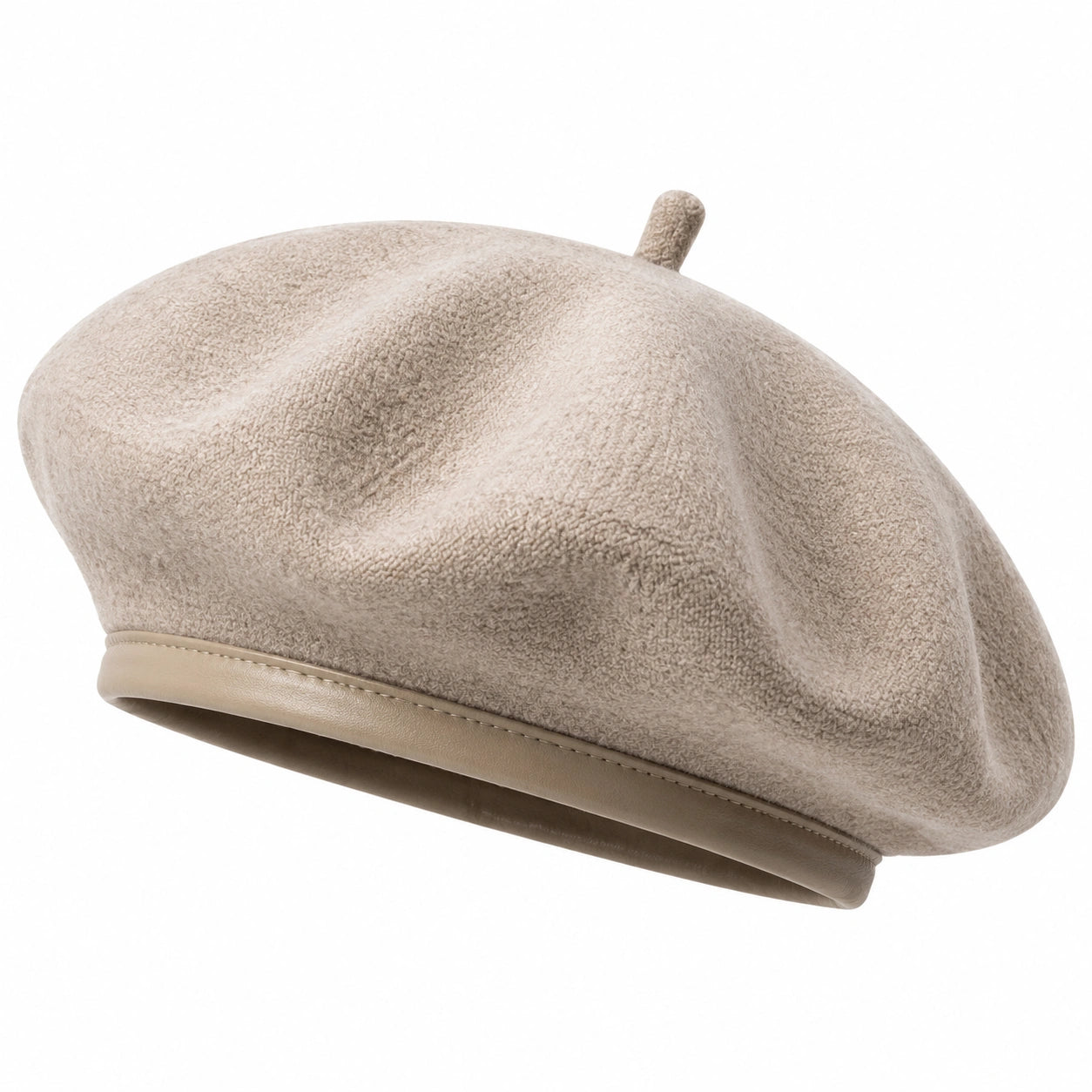 Béret taille unique en textile bouclette taupe style classique