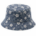Bob taille unique en tissu effet denim bleu à fleurs pour usage quotidien