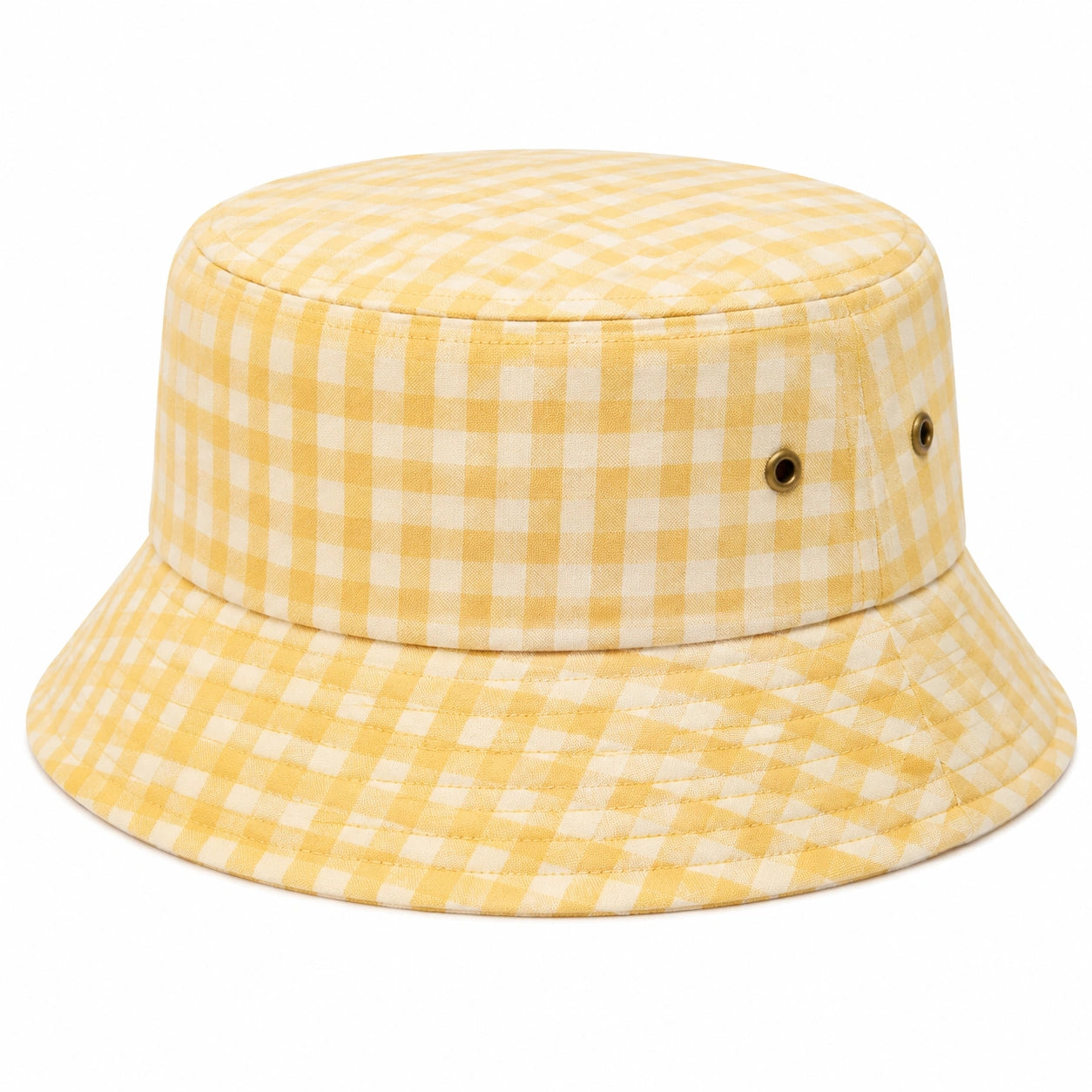 Chapeau bob taille unique en tissu jaune et blanc à carreaux pour usage quotidien