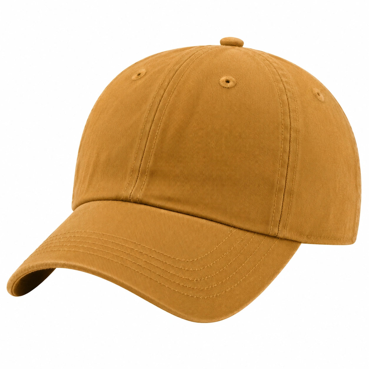 Casquette de baseball taille unique en coton ocre à visière courbée