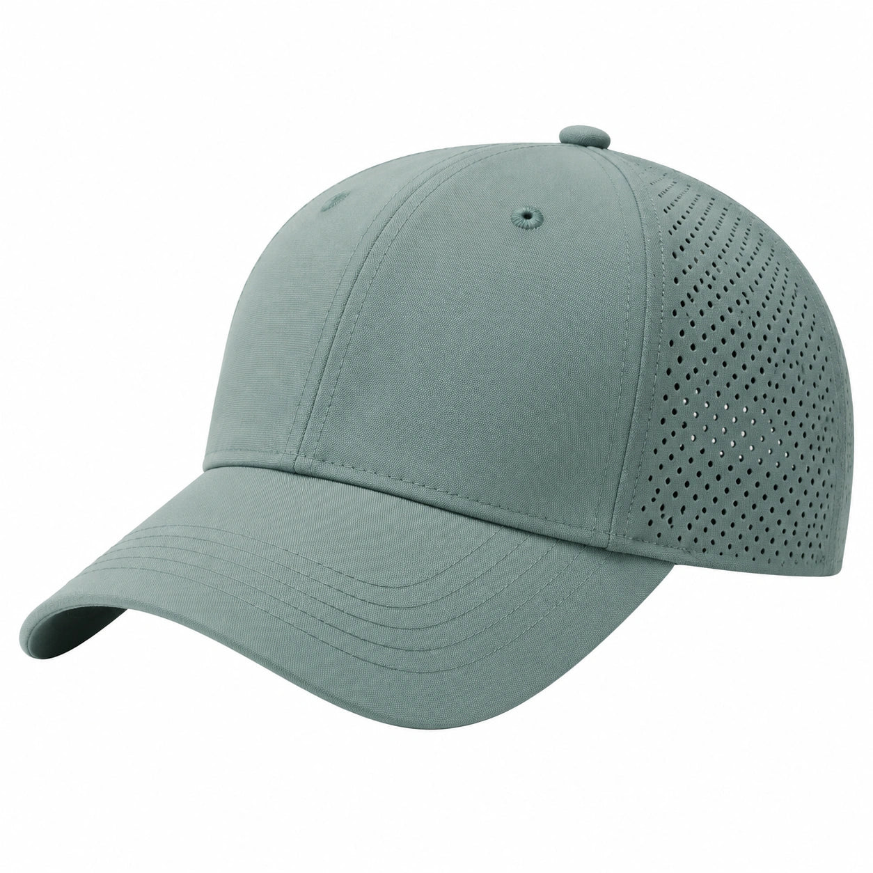 Casquette taille unique en tissu vert sauge perforée respirante sport