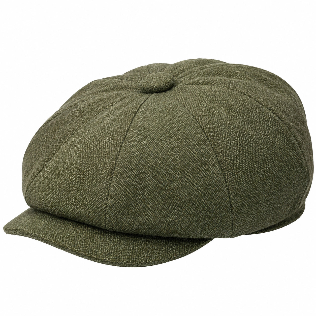 Casquette gavroche taille unique en tissu texturé vert olive à visière style classique