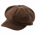 Casquette gavroche taille unique en velours côtelé marron style rétro