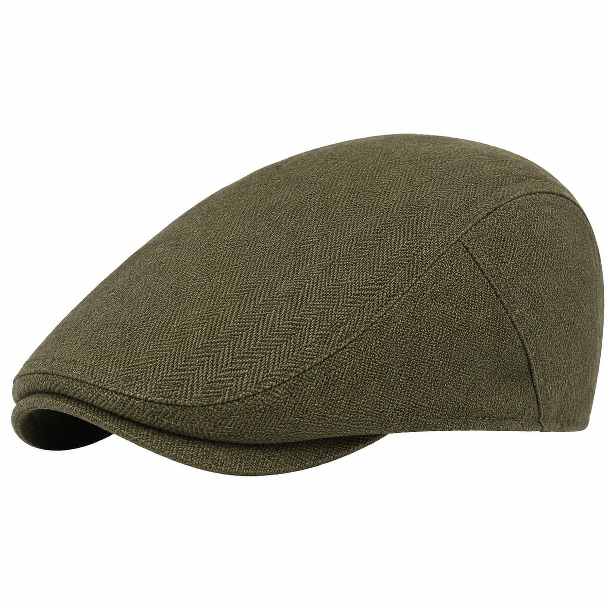 Casquette plate taille unique tissu texturé vert kaki style classique