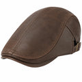 Casquette plate taille unique marron aspect cuir réglable style vintage