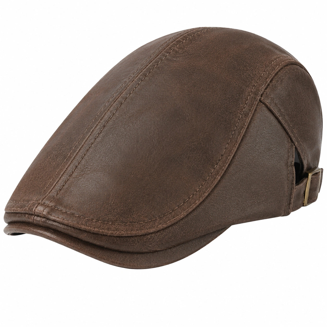 Casquette plate taille unique marron aspect cuir réglable style vintage