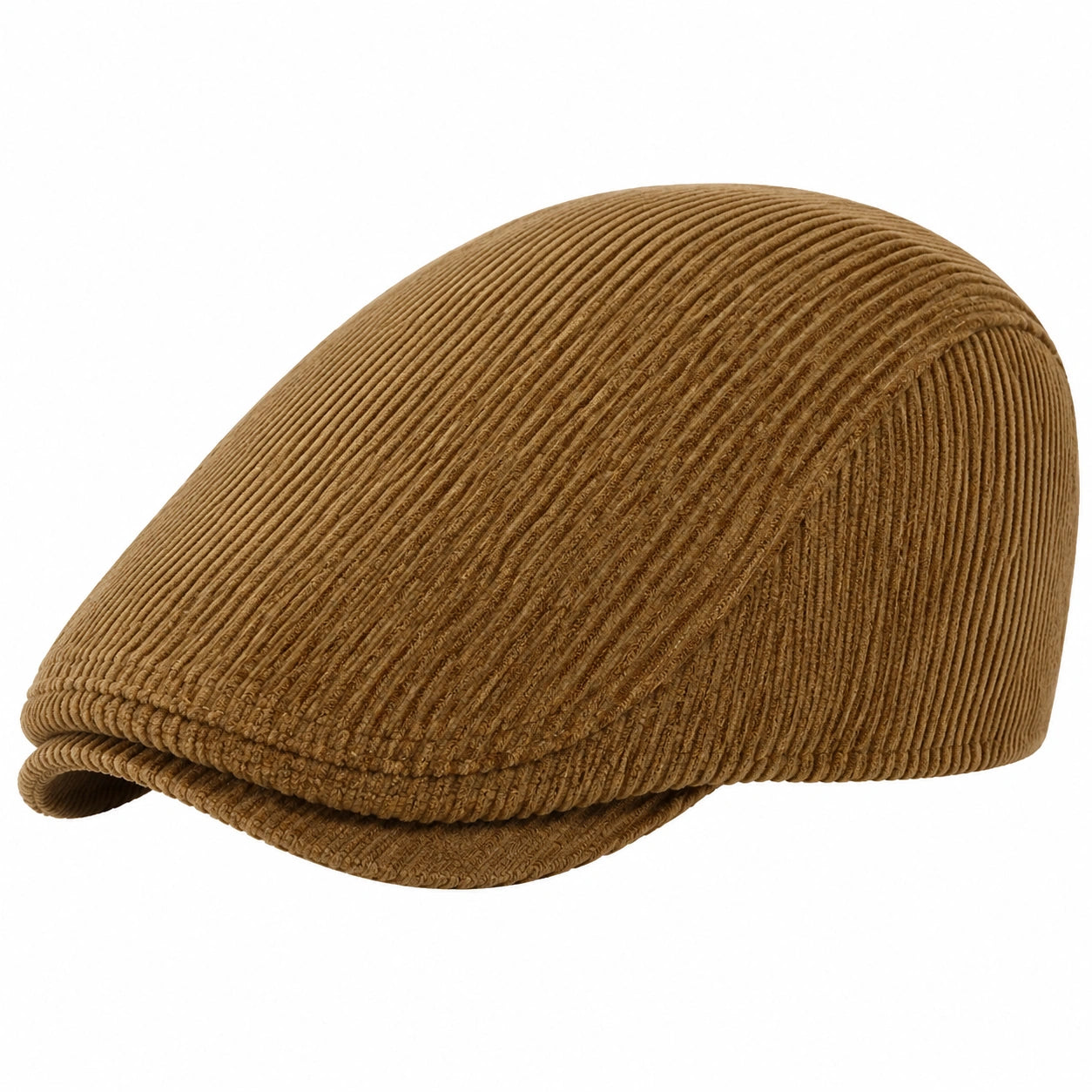 Casquette plate taille unique en tissu côtelé marron style classique