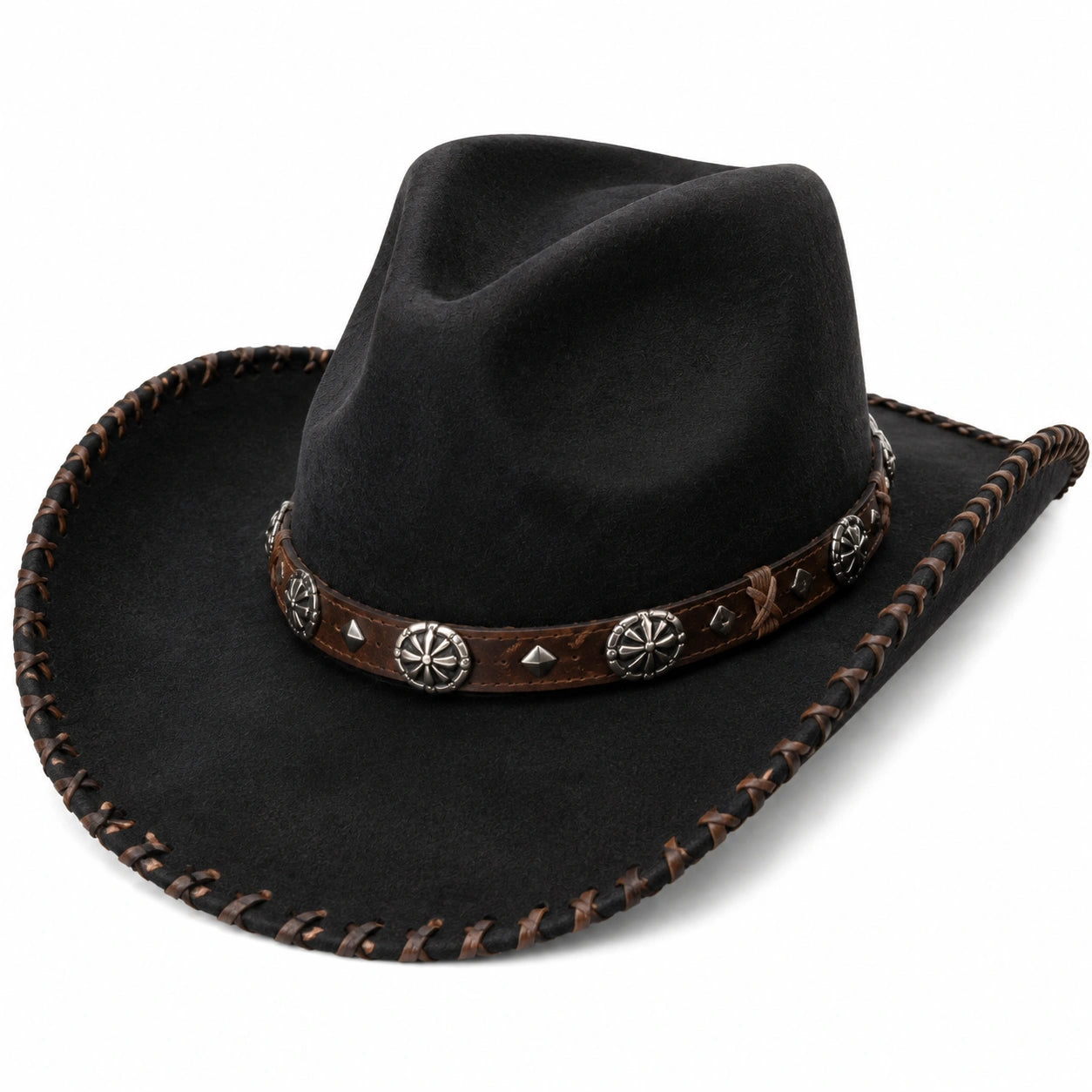 Chapeau cowboy taille unique noir en suédine à bord large style western