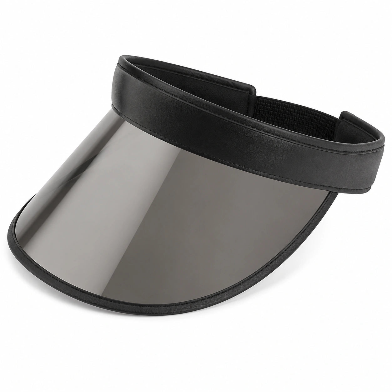 Visière pare-soleil taille unique noire en plastique teinté avec bandeau réglable