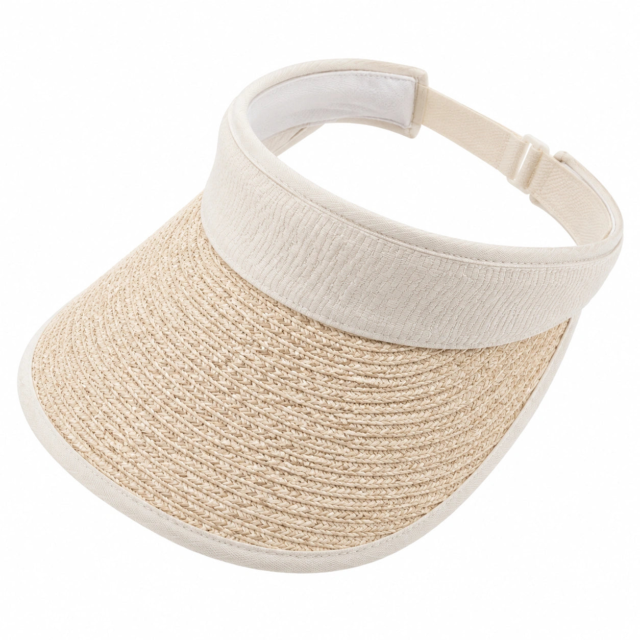 Visière femme taille unique en paille tressée beige - réglable pour extérieur