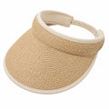 Visière taille unique en fibres tressées beige pour protection solaire ajustable